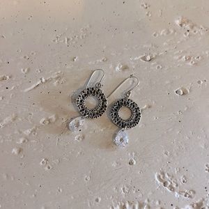 Silpada Sterling Silver Oxidized Cubic Zirconia Round Earrings